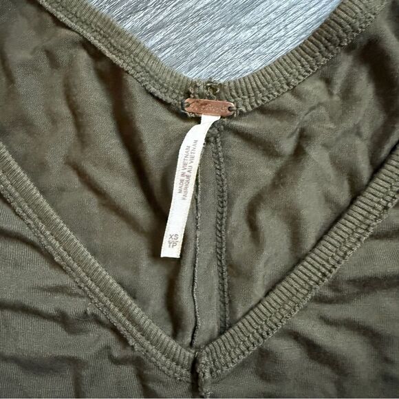 Free People Moonshine Tunic Army Green Dolman Ribbed Sleeve XS - Picture 4 of 10